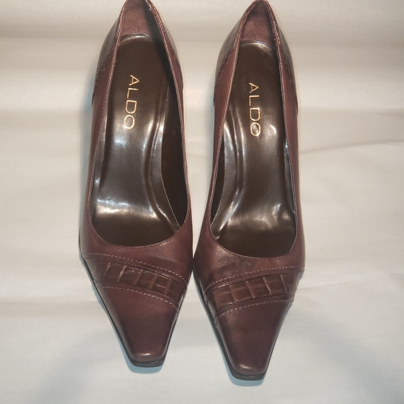 Aldo Pointy Toe 4 inch Heels Brown size 6 - Picture 6 of 10